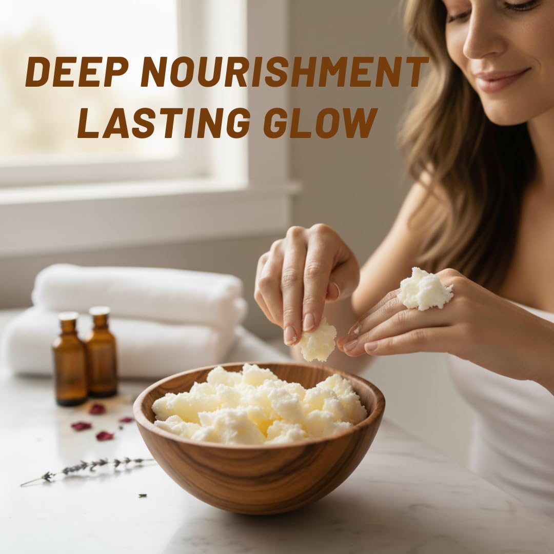 Yajna Shea Butter hand-application demonstrates easy moisturizing for dry skin.