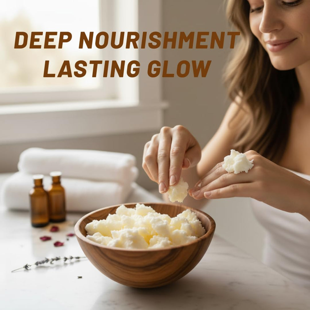 Yajna Shea Butter hand-application demonstrates easy moisturizing for dry skin.