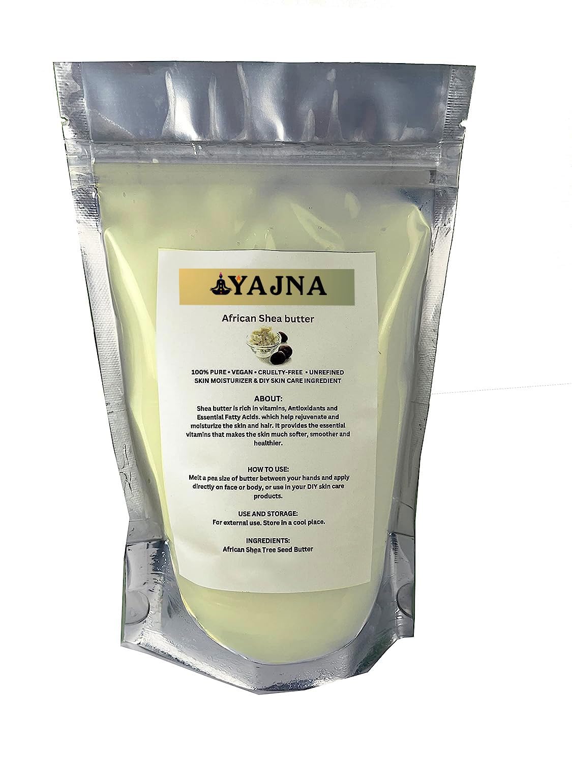 Yajna Shea Butter raw ivory jar provides deep hydration for face and body.