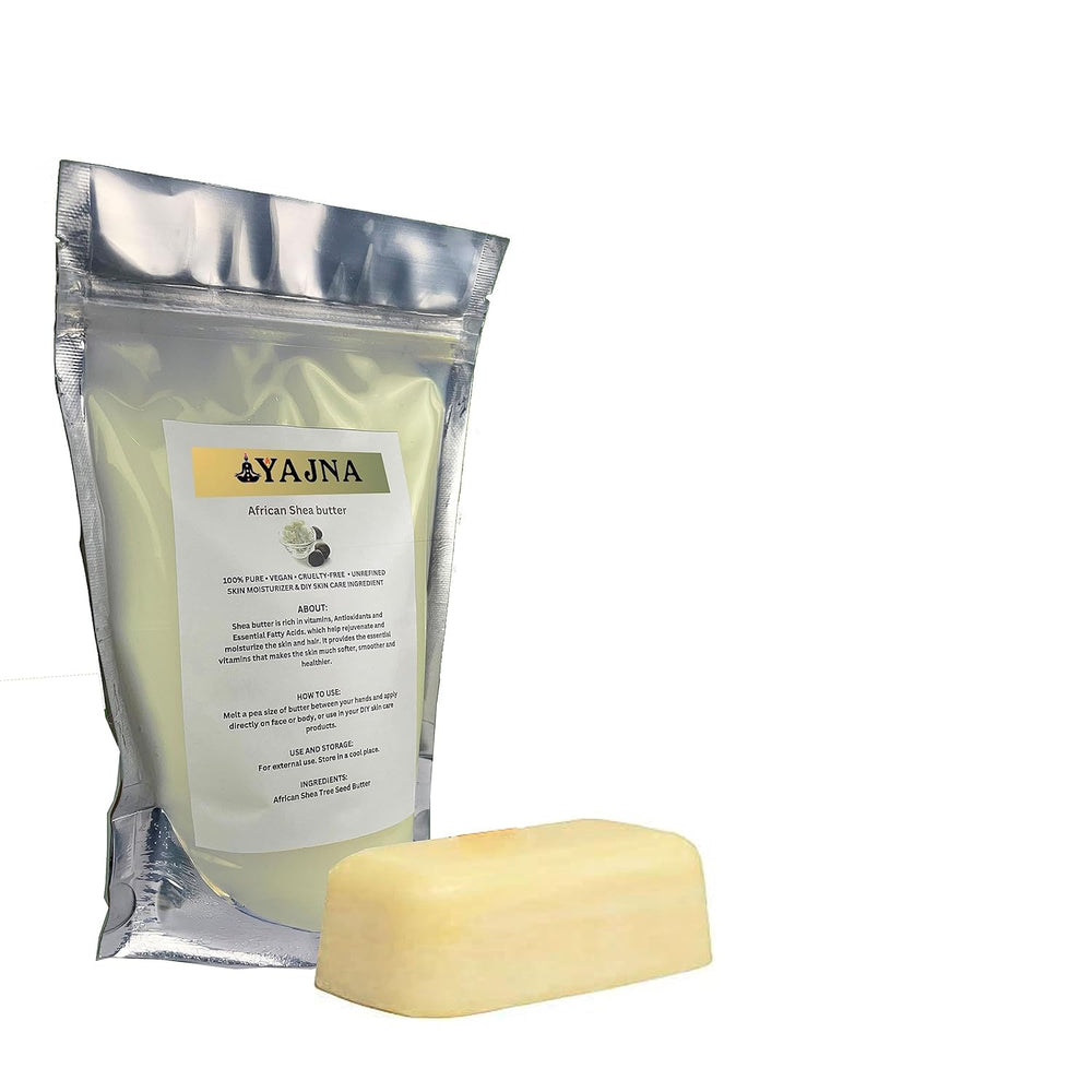Yajna Shea Butter texture closeup shows creamy consistency for skincare.