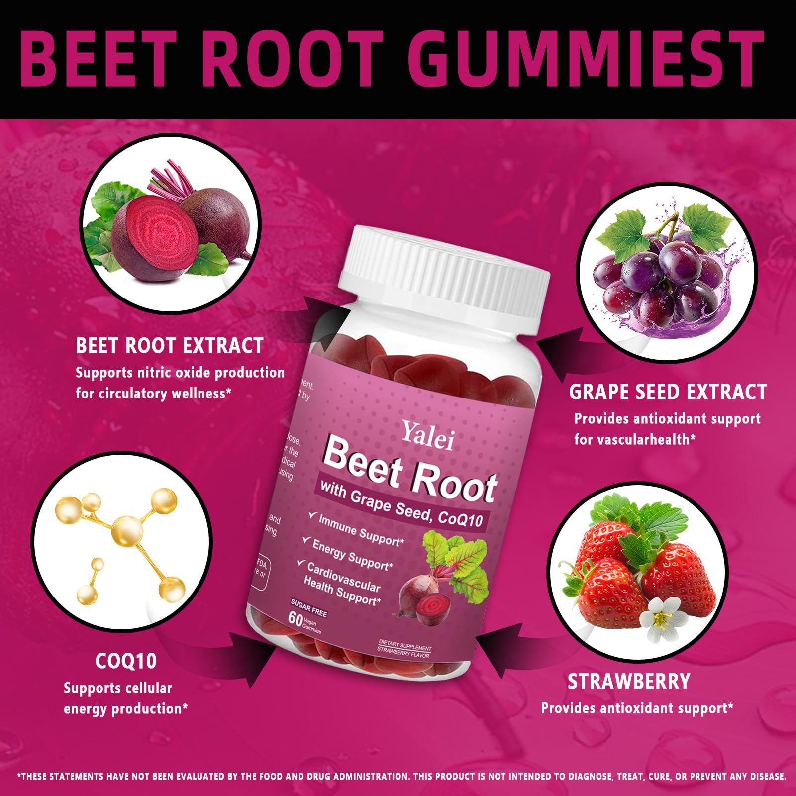 GMP facility quality assurance seal on Yalei Beet Root Gummies packaging