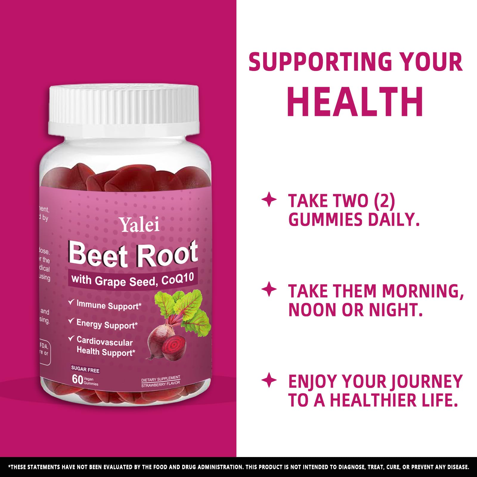Product label highlights 1000 mg beet root and 200 mg CoQ10