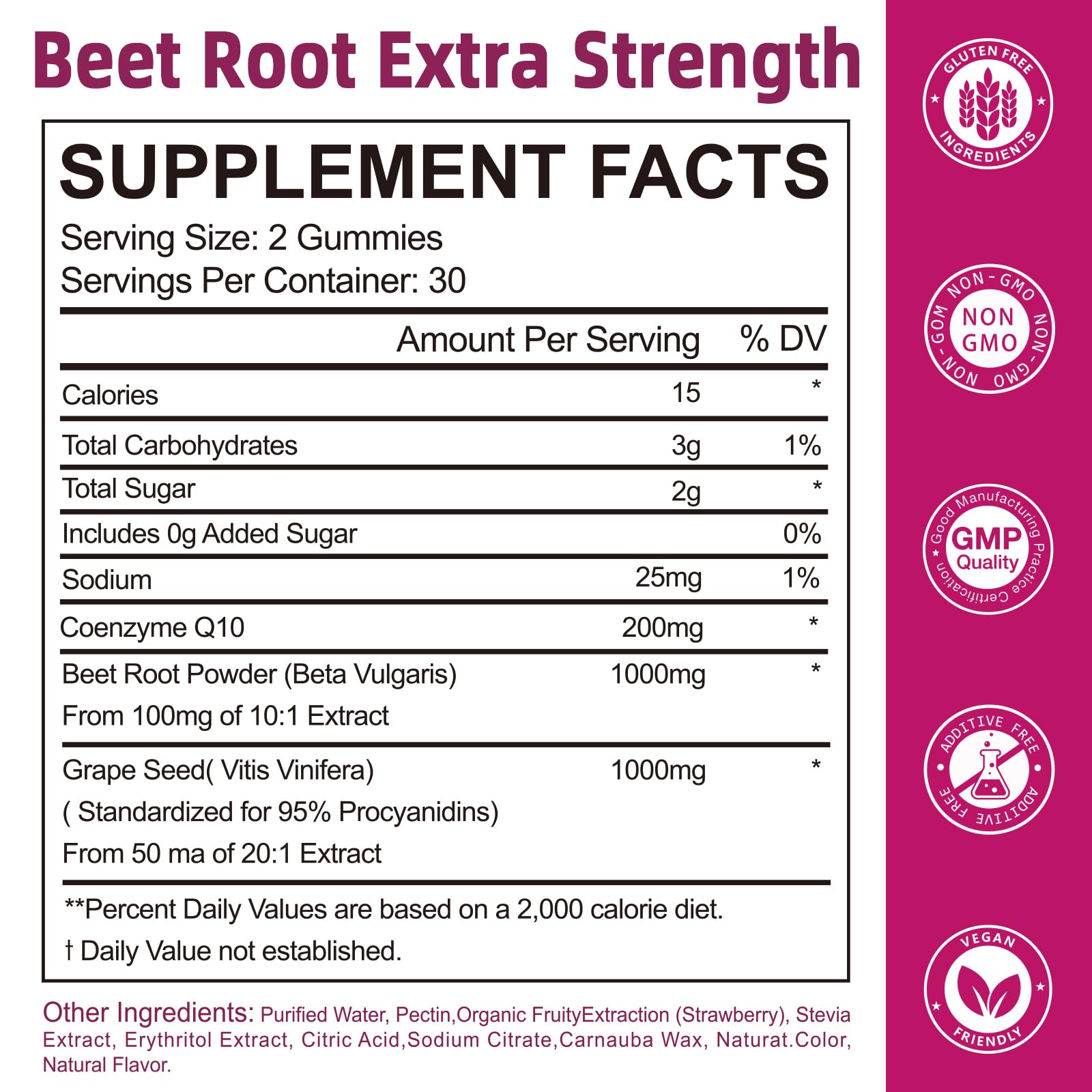 Yalei Beet Root Gummies bottle and label detail on a kitchen counter
