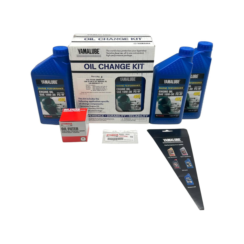Yamaha Yamalube kit ready for installation on F30-F70 engines, promoting simple maintenance.