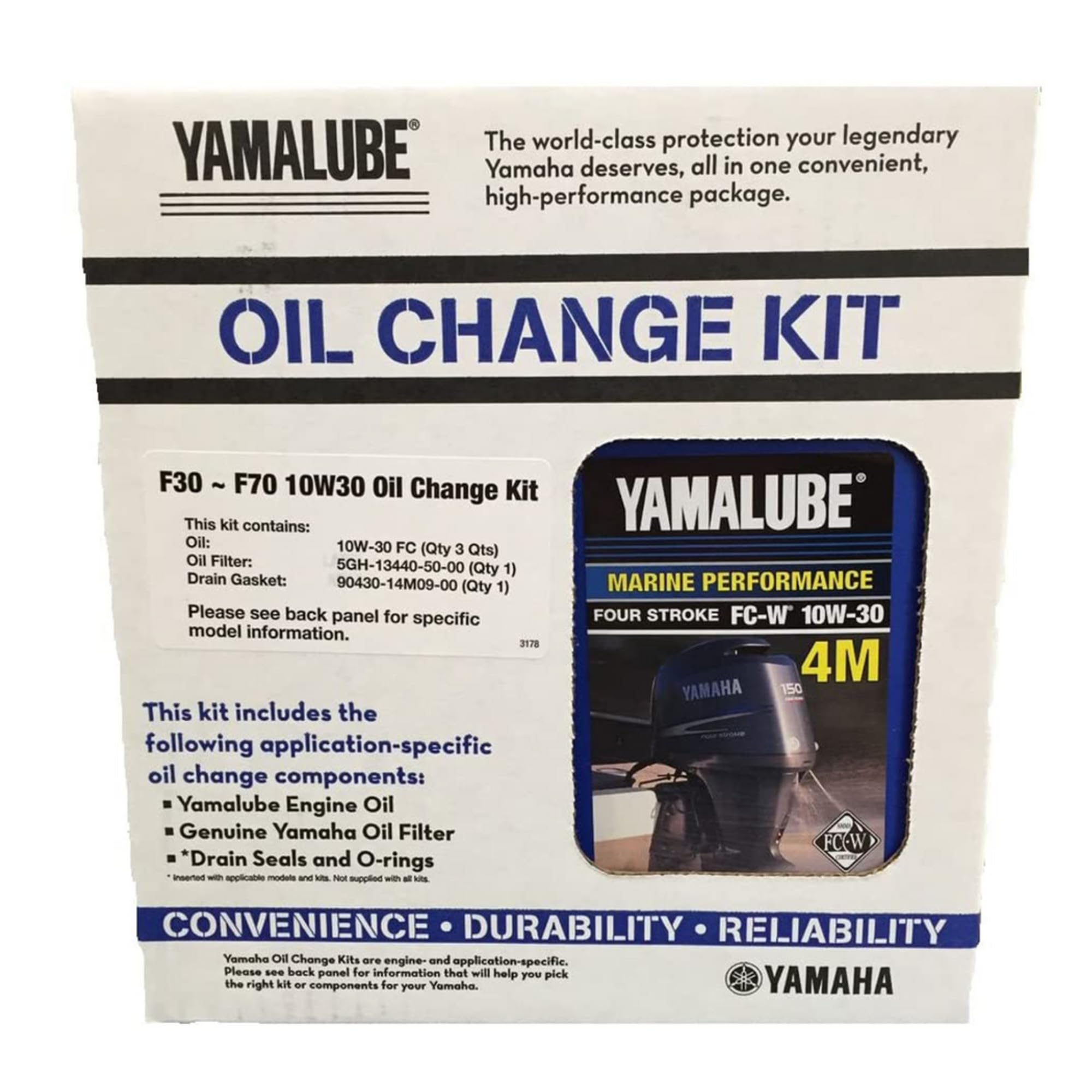 Yamaha Yamalube OEM label confirms fitment with F30-F70 outboards.
