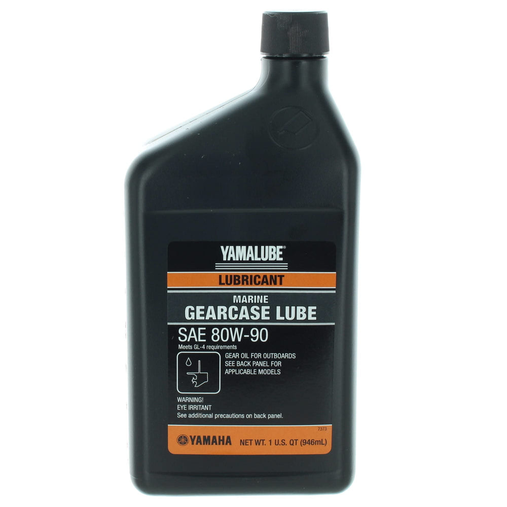 Yamaha Yamalube gearcase lube bottle front view highlighting OEM quality and saltwater protection