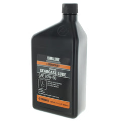Yamaha Yamalube gearcase lube label detail showing 32 oz volume for marine use