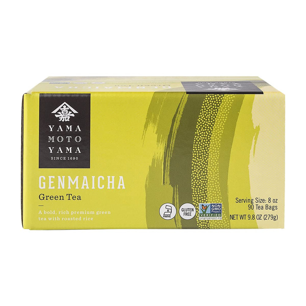 Yamamotoyama Genmai Cha roasted rice green tea bags offer a comforting, toasty cup with roasted rice at home