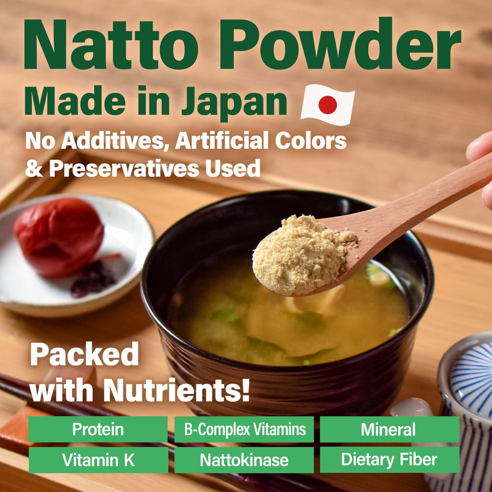 YAMASAN KYOTO UJI natto powder on spoon ready for easy daily use.