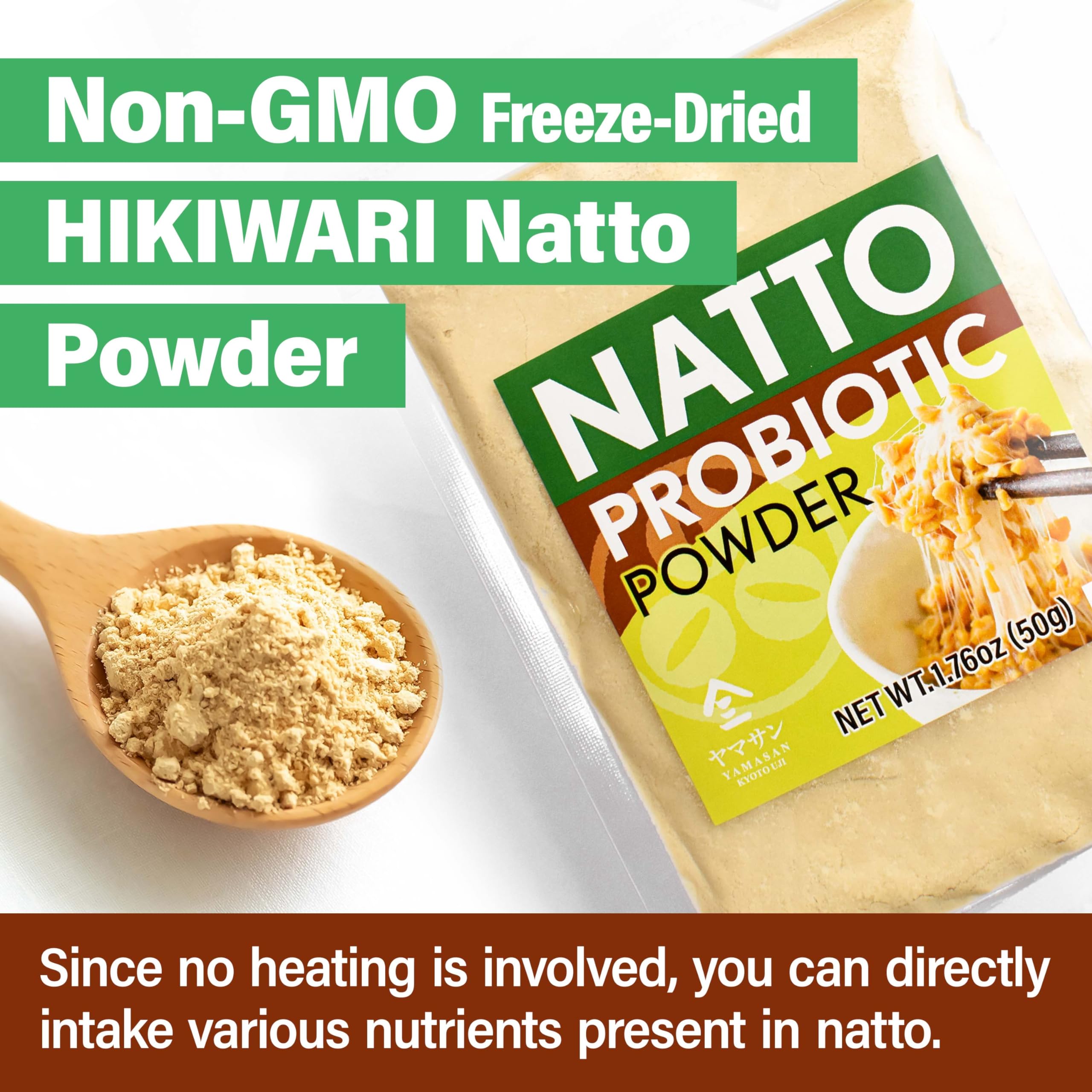 YAMASAN KYOTO UJI natto powder mixed into salads for probiotic lift.