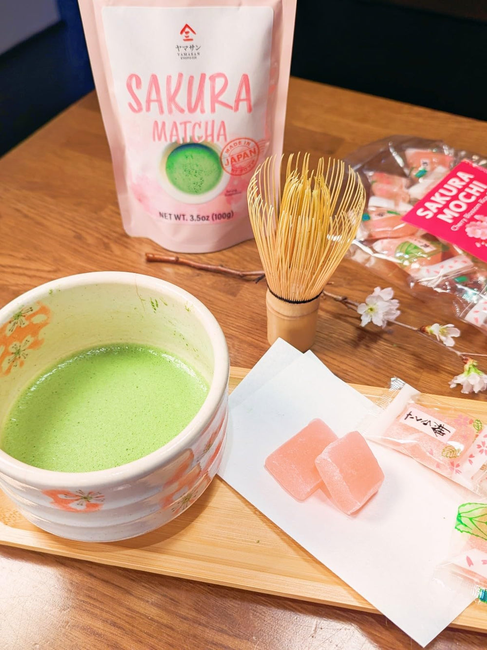 YAMASAN KYOTO UJI Sakura Mochi Candies spring-scene visual invites seasonal flavors.