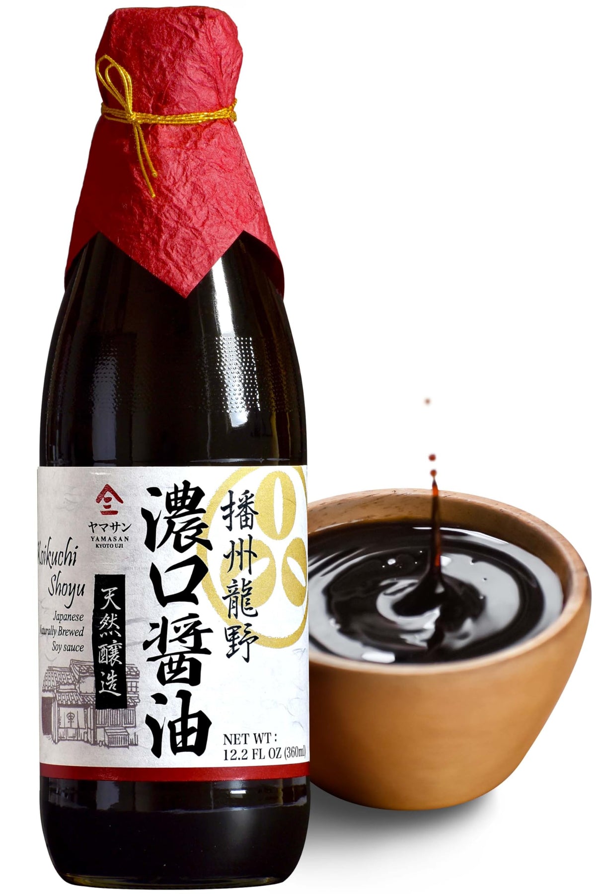 YAMASAN KYOTO UJI soy sauce bottle pouring rich umami into dishes.