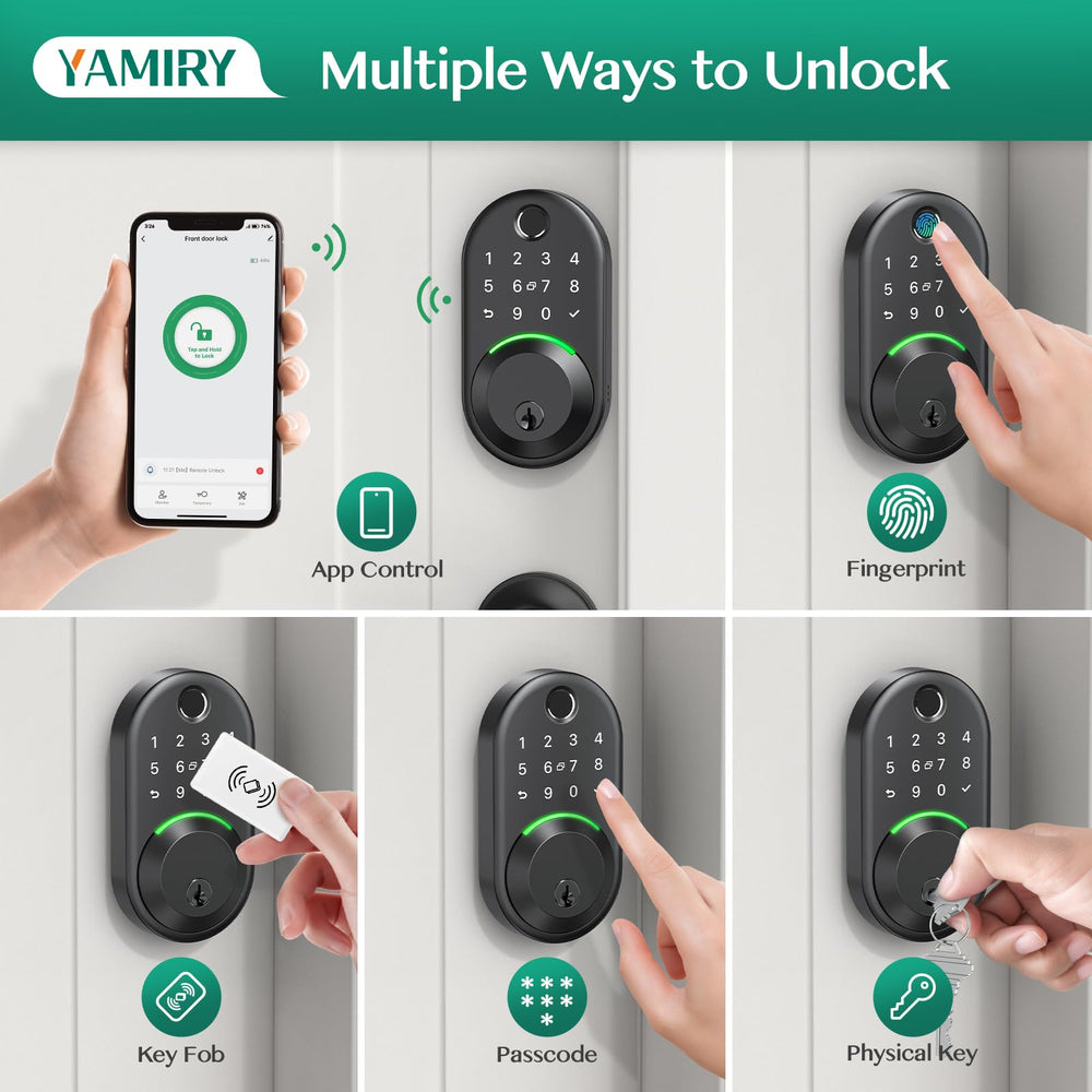 Yamiry fingerprint sensor close-up demonstrates AI-assisted recognition for accurate entry.
