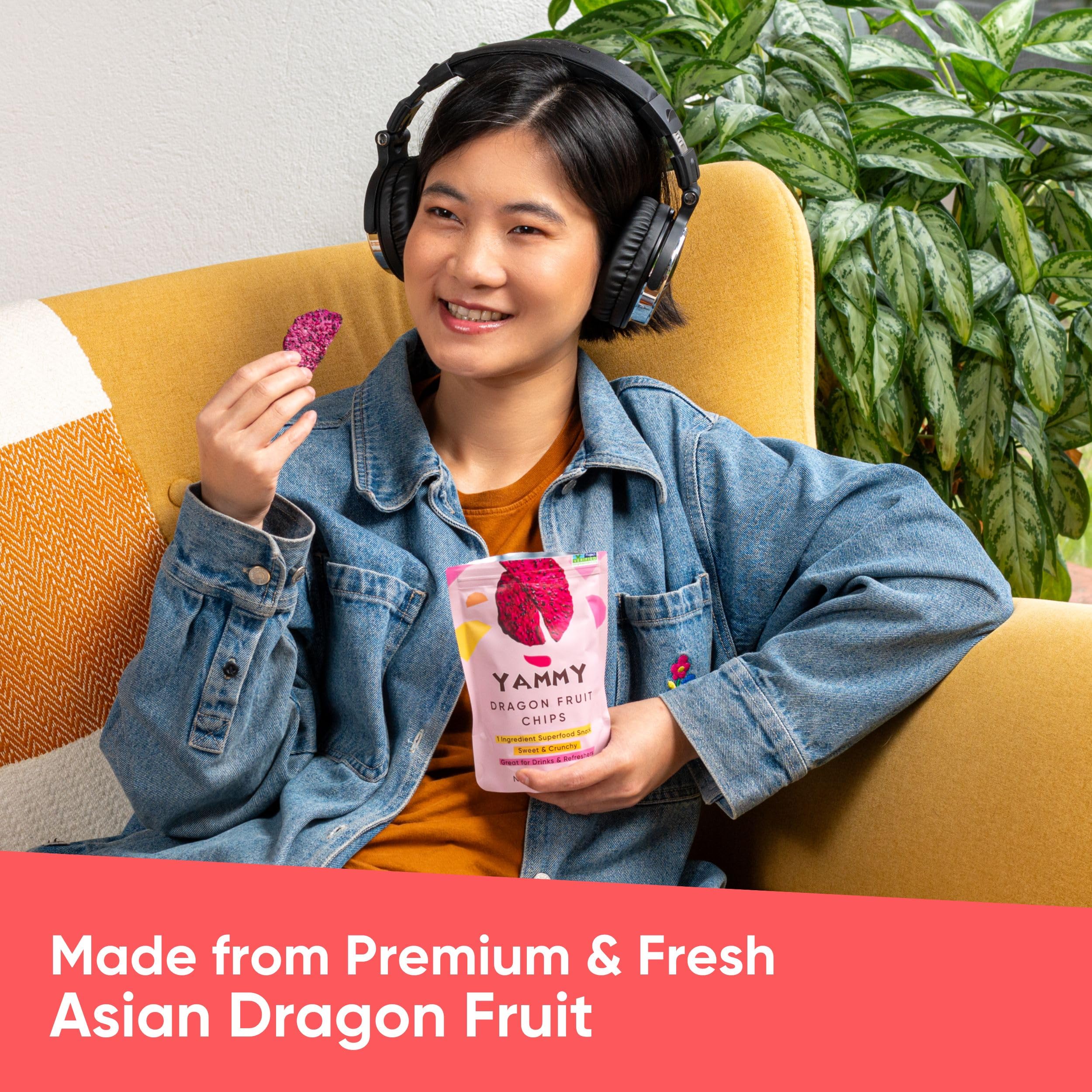Kid-friendly Yammy Dragon Fruit Chips as a colorful, crunchy snack.