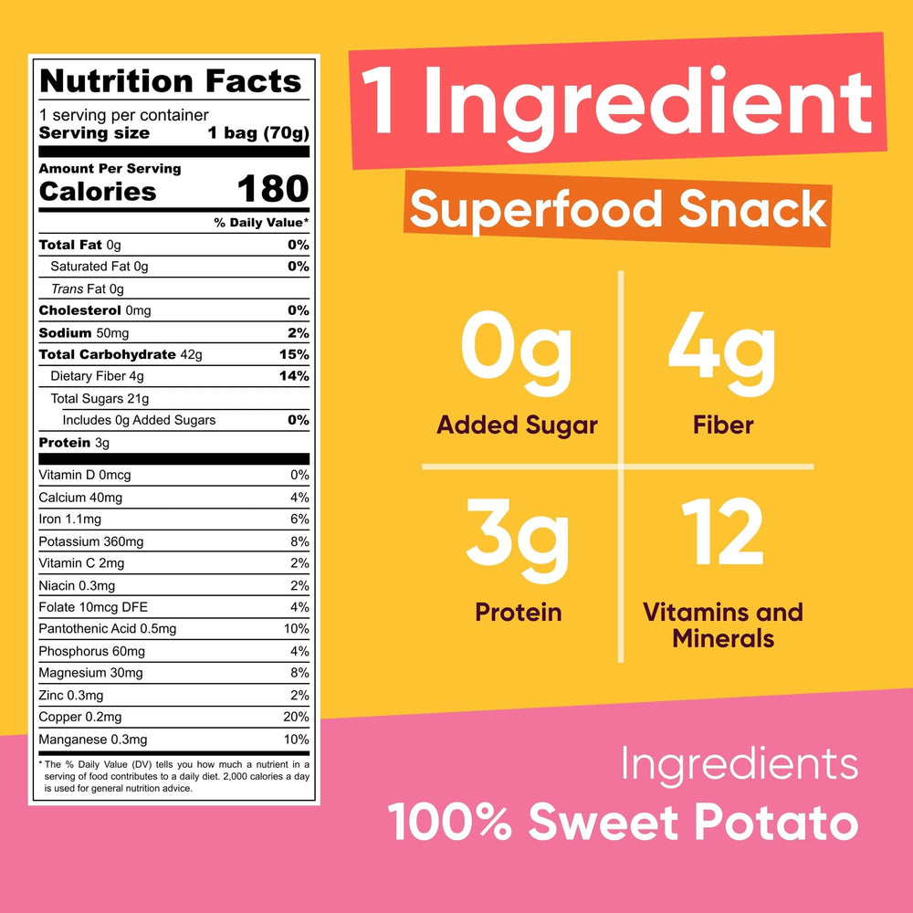 Yammy Dried Sweet Potato Sticks snack pouches for easy on-the-go energy