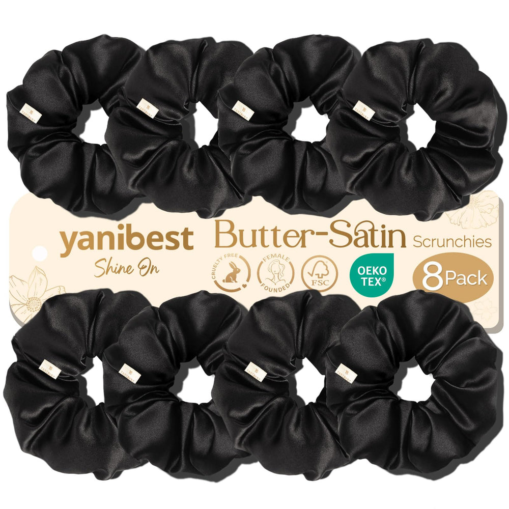 Yanibest satin scrunchies set, front view for versatile all-day wear
