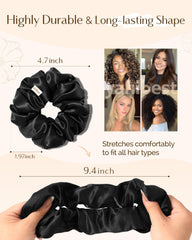 Yanibest satin scrunchies close-up shows soft butter satin protecting hair