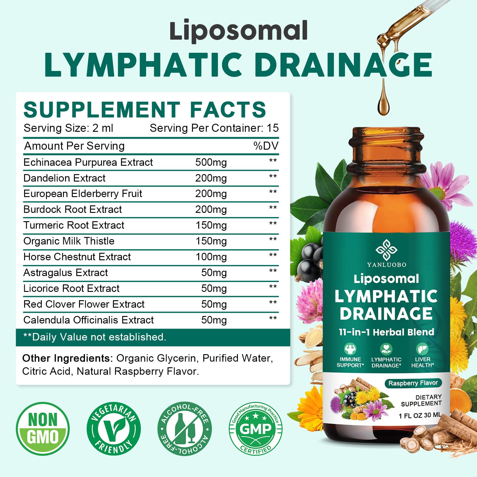 YANLUOBO vegan, alcohol-free drops in a natural setting