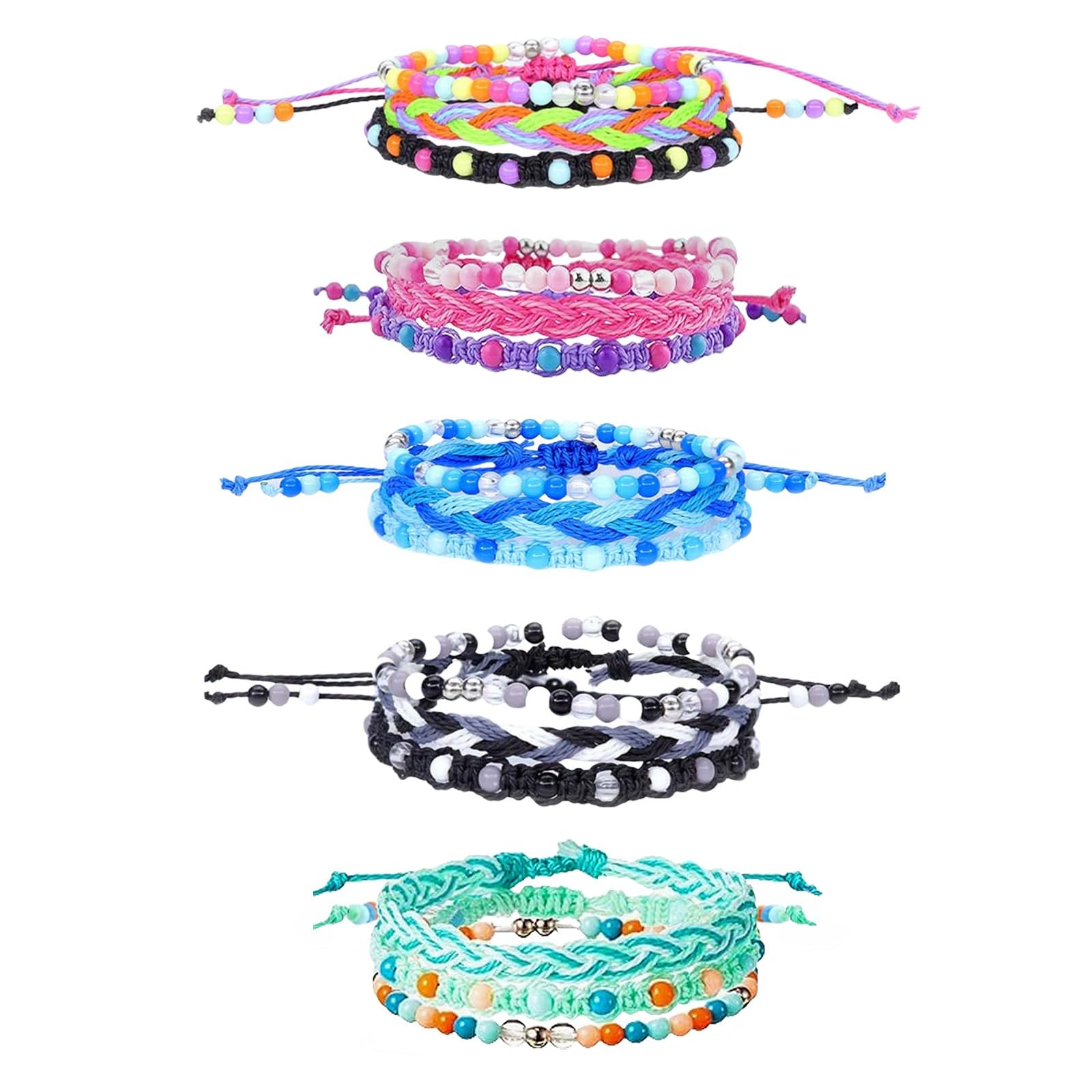 YANMIN 15pc braided and beaded bracelets set for versatile stacking