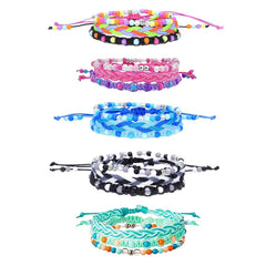YANMIN 15pc braided and beaded bracelets set for versatile stacking