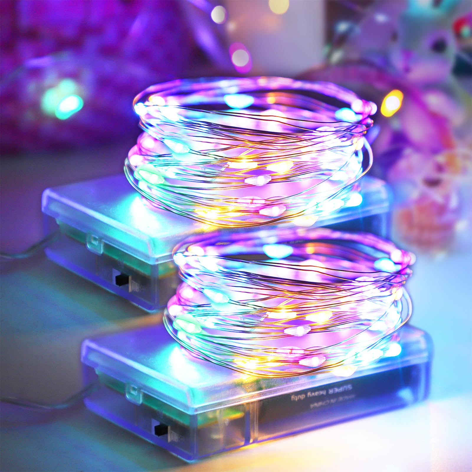 YAOZHOU pastel fairy lights in a mason jar create warm indoor ambiance.