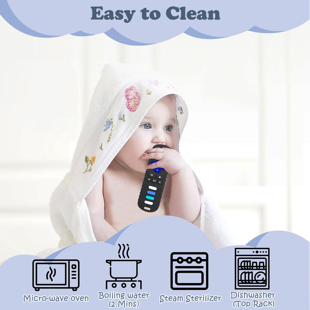 YAPPROMO remote teether features vibrant colors to engage baby.
