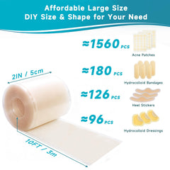 Yarster hydrocolloid roll cut-to-size enables custom coverage for blisters.