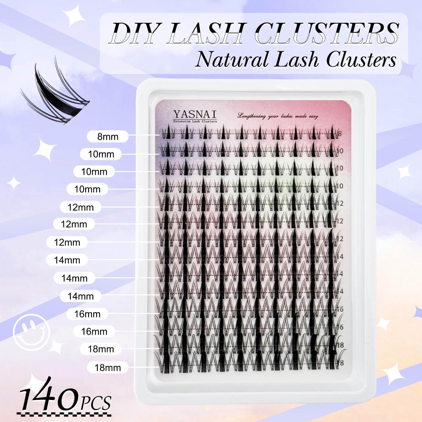 YASNAI DIY lash clusters with tweezers guide simple at-home application.