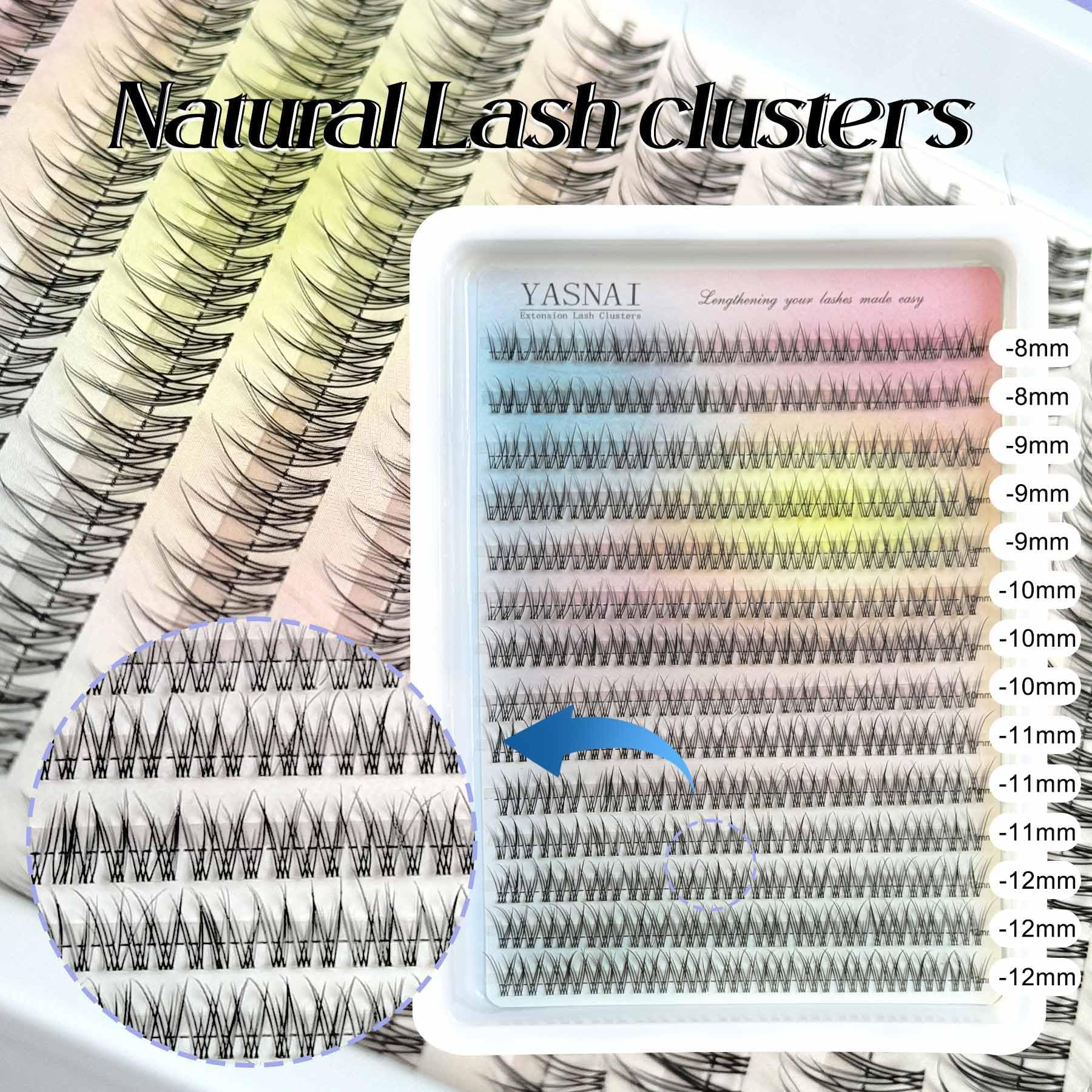YASNAI lash clusters 8mm-24pieces for quick natural volume and affordable lash styling.