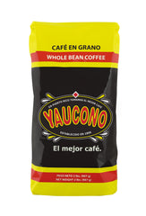 Yaucono whole bean coffee 2 lb pack ready for grinding and brewing at home