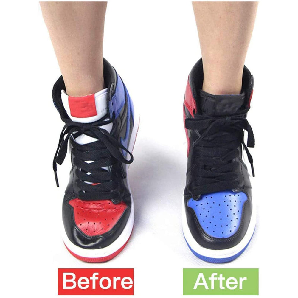 YAUNLEL crease protectors inside shoe demo show easy insertion and fit.