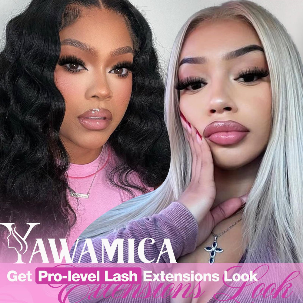 Yawamica 200D mink fiber lashes close-up showing fluffy volume and soft texture.