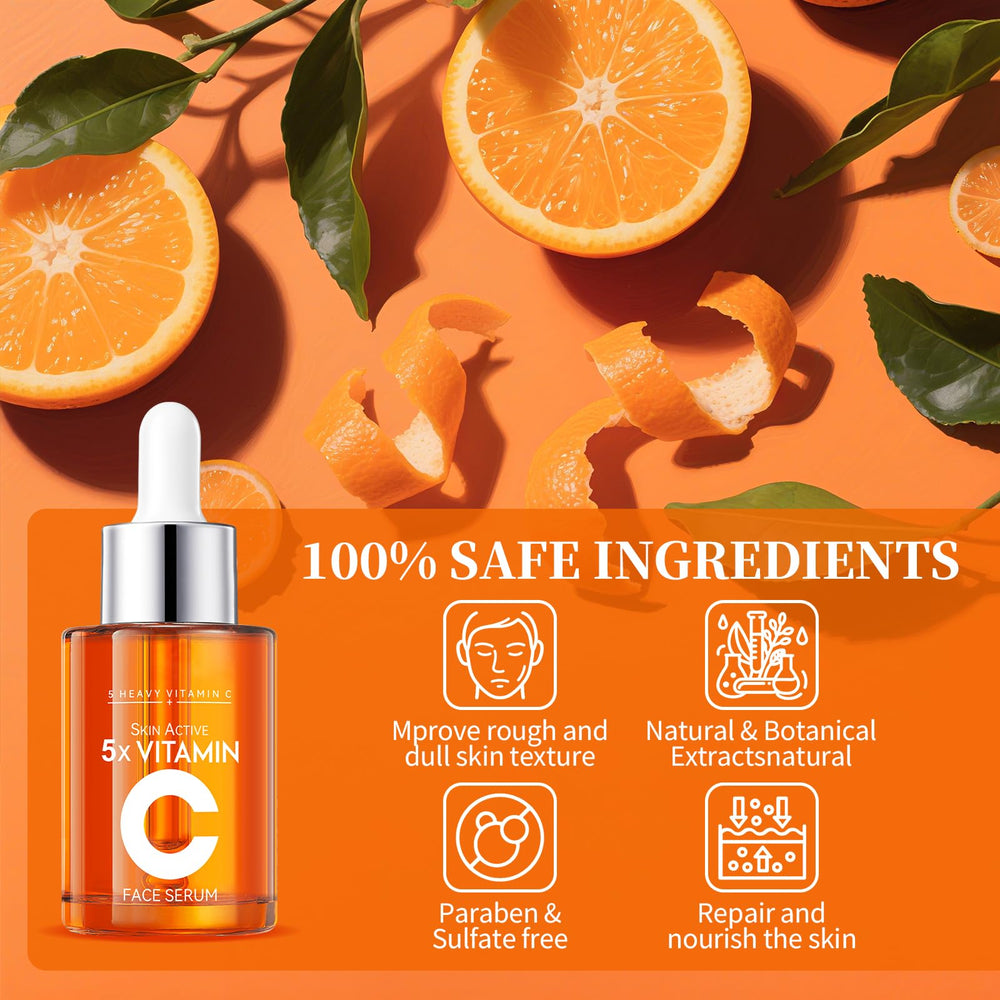 Packaging box and bottle of Yayabb Vitamin C Serum on a clean surface