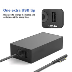 YBRUZRUB Surface Pro charger side ports for USB-A phone charging