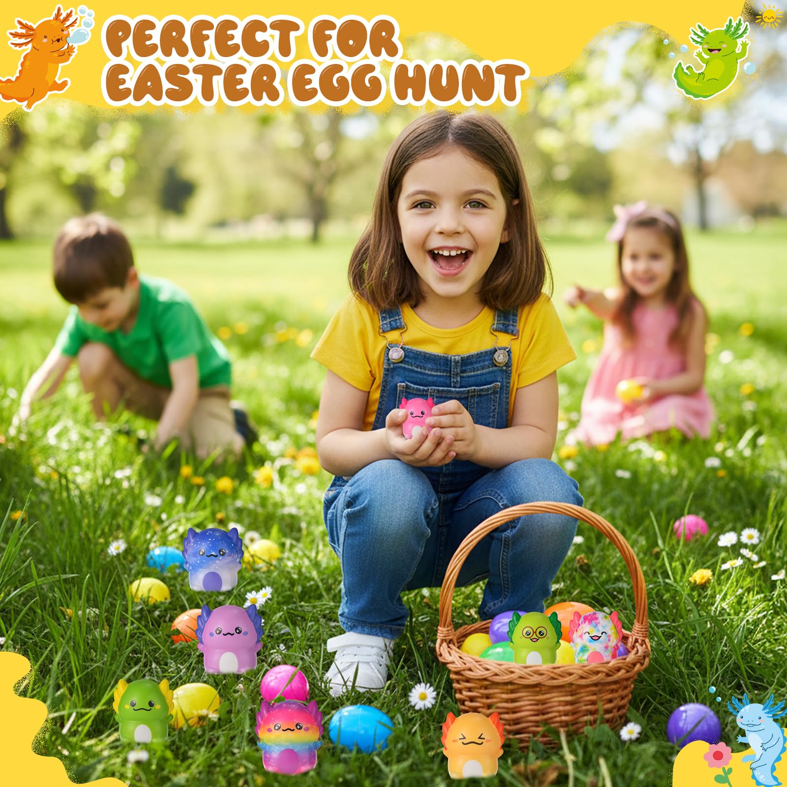 YBSOP Prefilled Easter eggs with axolotl toys for gifting.