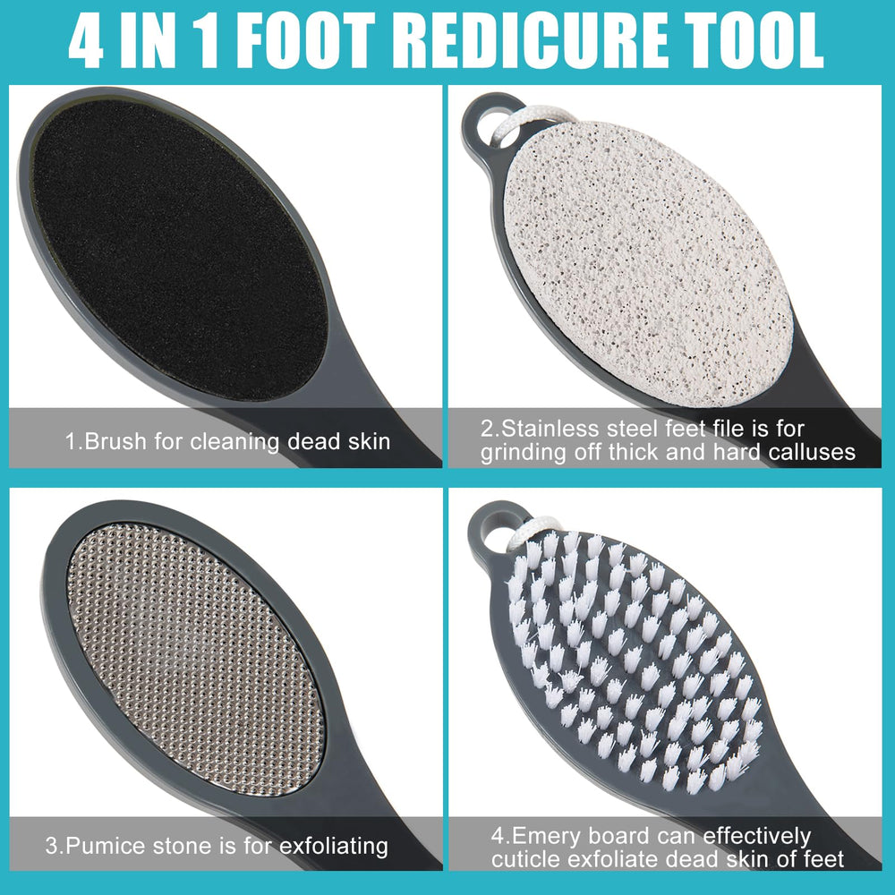 Yclin 4-in-1 pedicure tool with pumice stone for smoothing and dead skin removal.