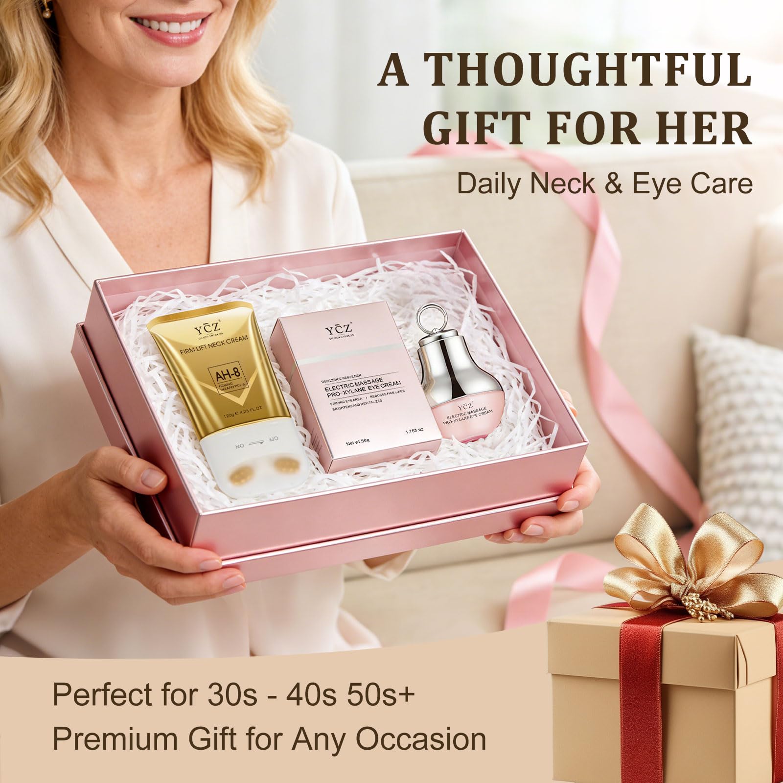 Ycz Neck-Eye Care Set texture ready for effortless daily application under makeup.