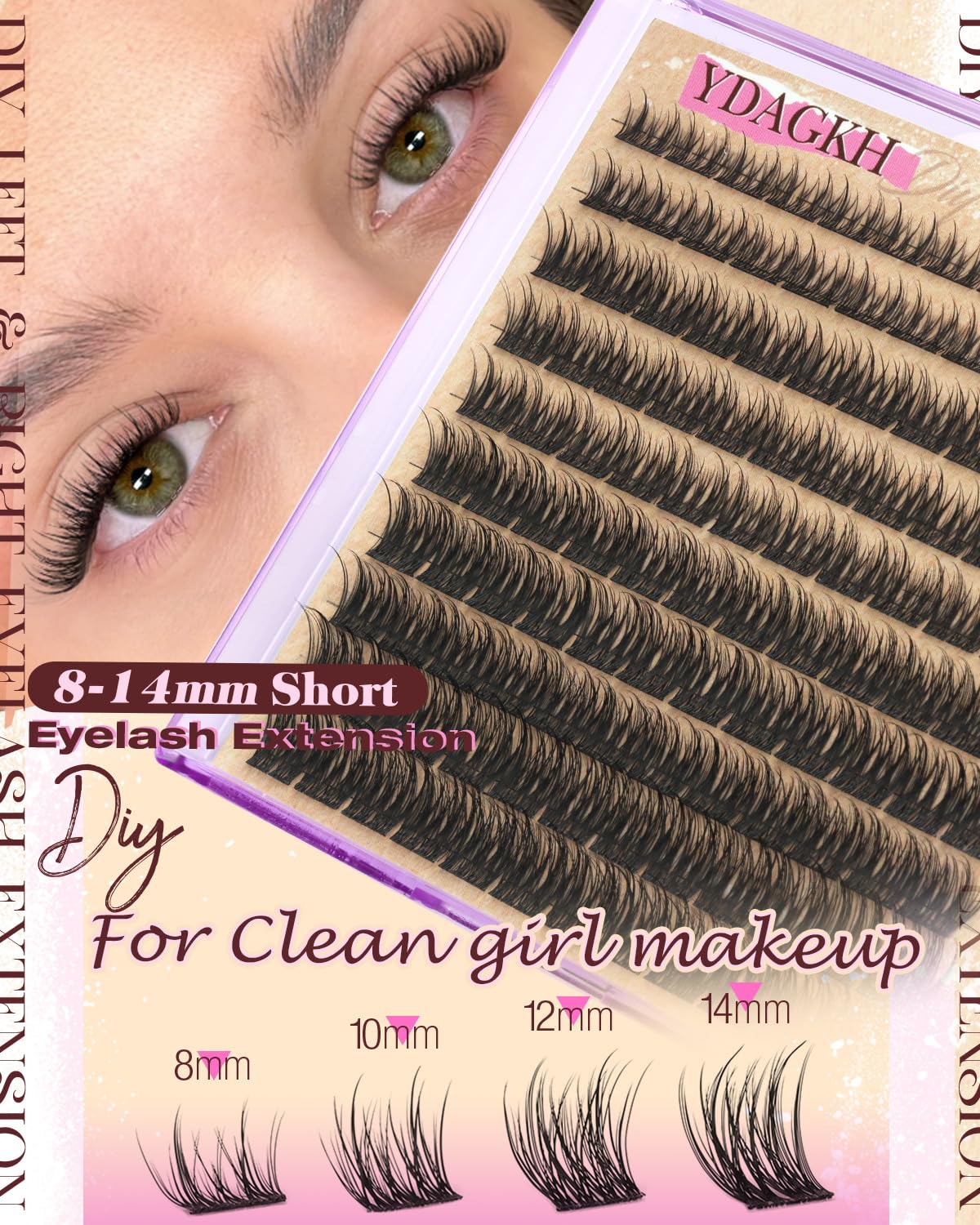 YDAGKH short lash clusters 14mm dramatic yet lightweight