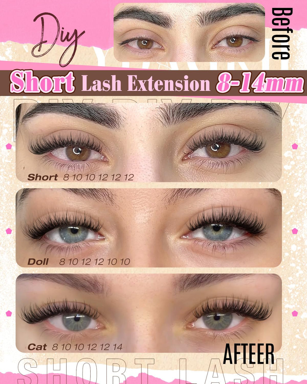 YDAGKH wispy texture clusters for feathered, modern lashes