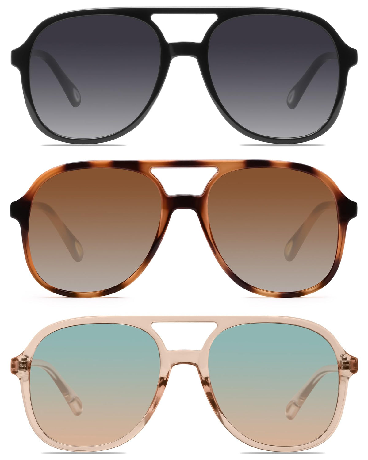 YDAOWKN retro square aviator sunglasses front view with UV400 protection for daily wear