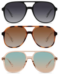 YDAOWKN retro square aviator sunglasses front view with UV400 protection for daily wear