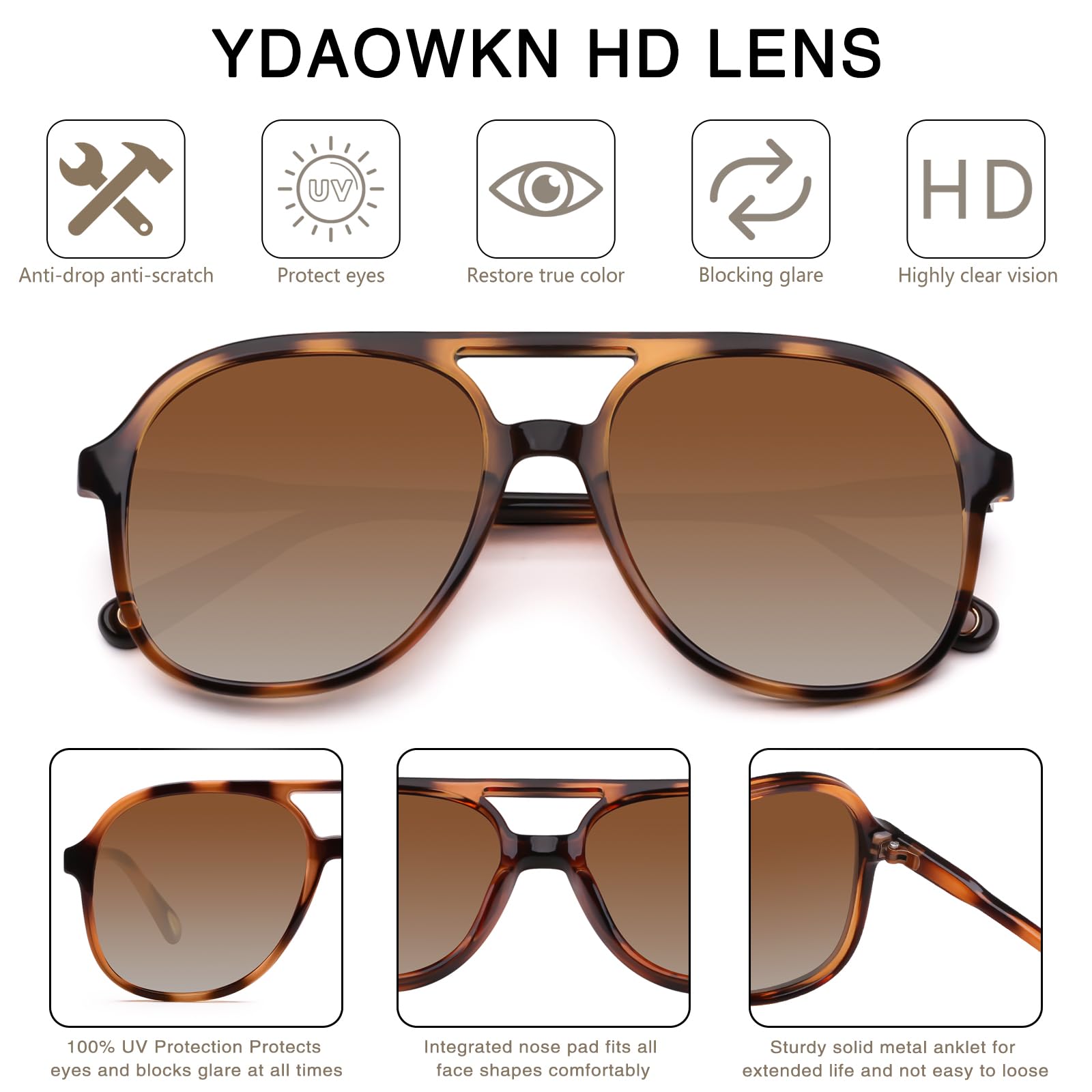 YDAOWKN UV400 lens close-up highlighting glare reduction and clarity