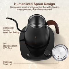 YDDZZM gooseneck kettle LCD display shows real-time temperature.