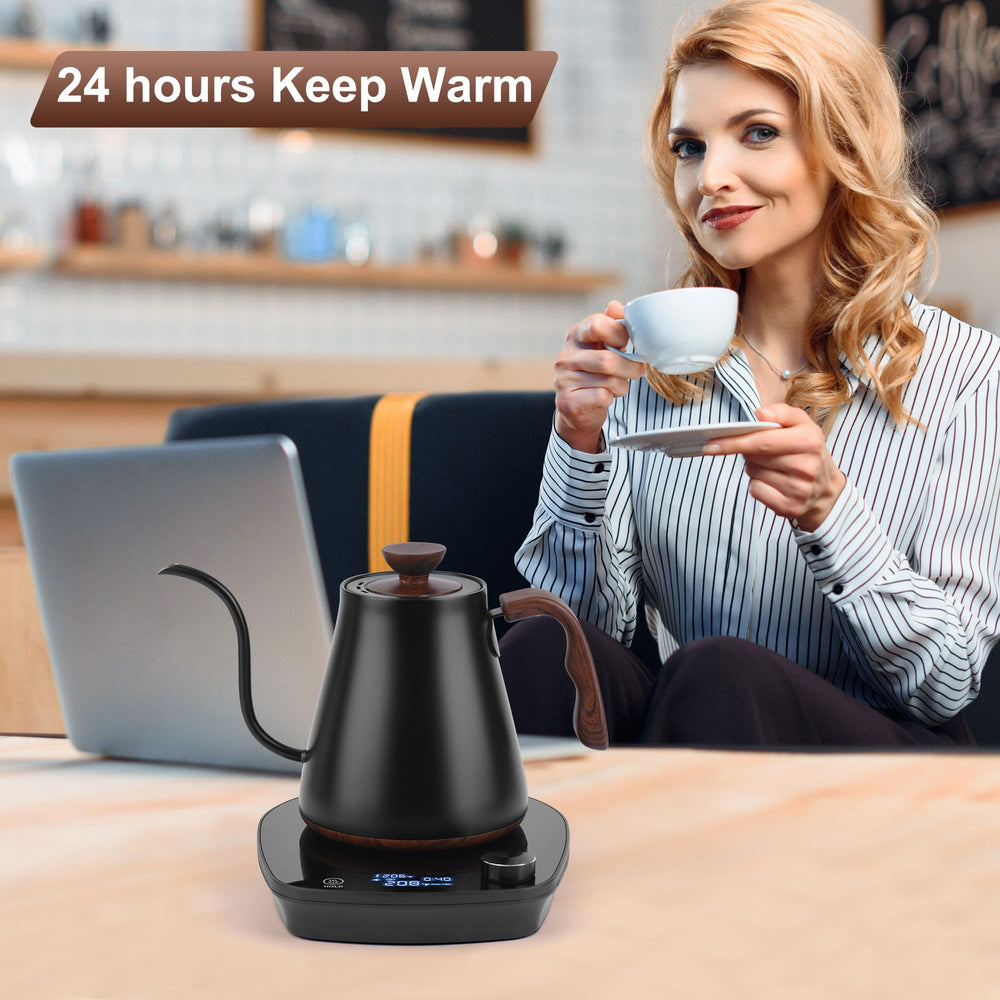 YDDZZM gooseneck kettle wood-like handle adds classic style.