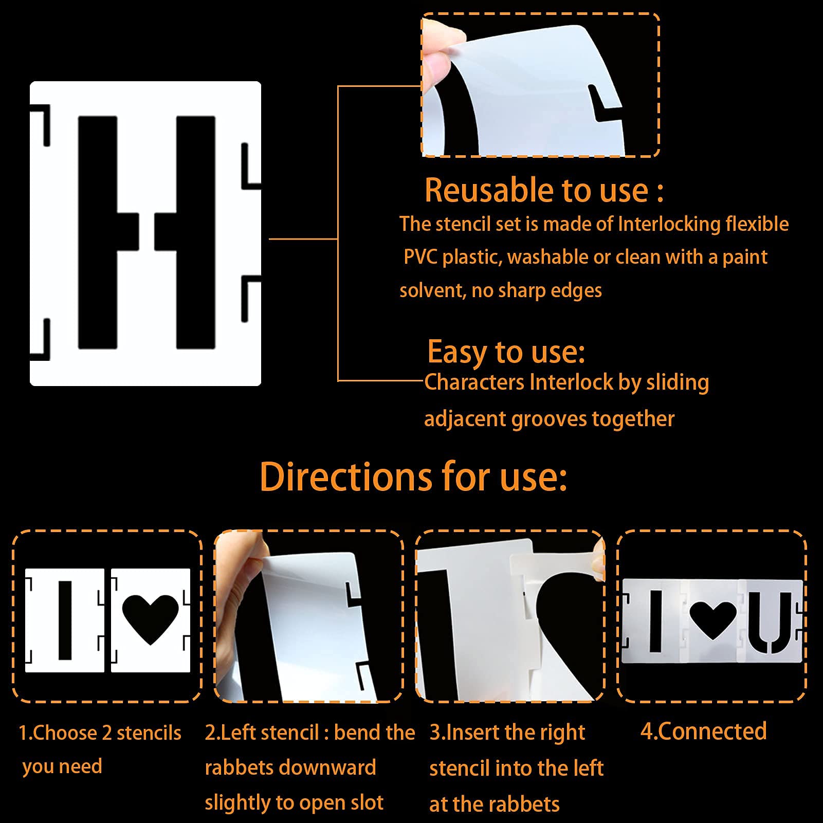 YEAJON interlocking stencils enable quick alignment during painting.