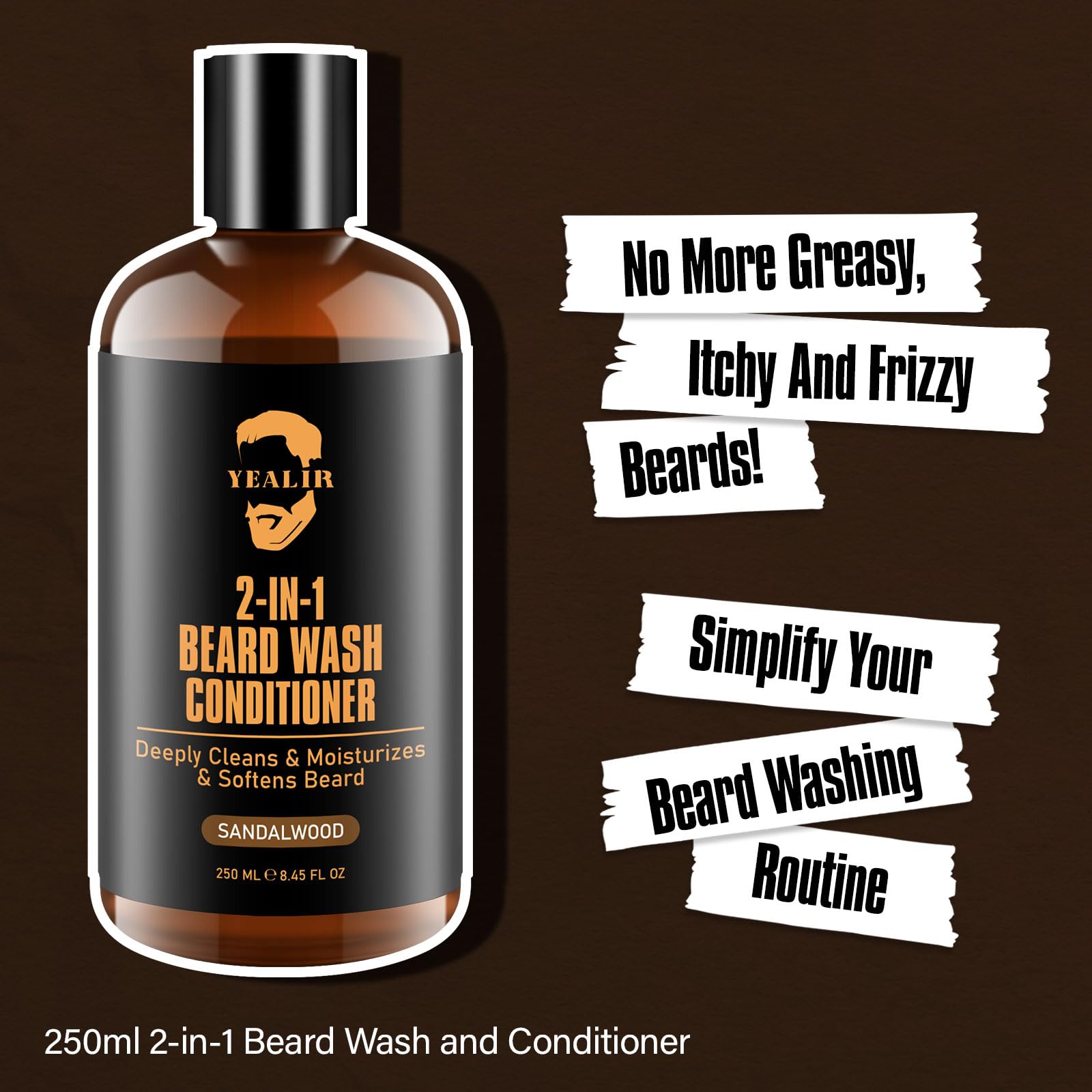YEALIR beard care with argan and jojoba oils nourishes the beard.