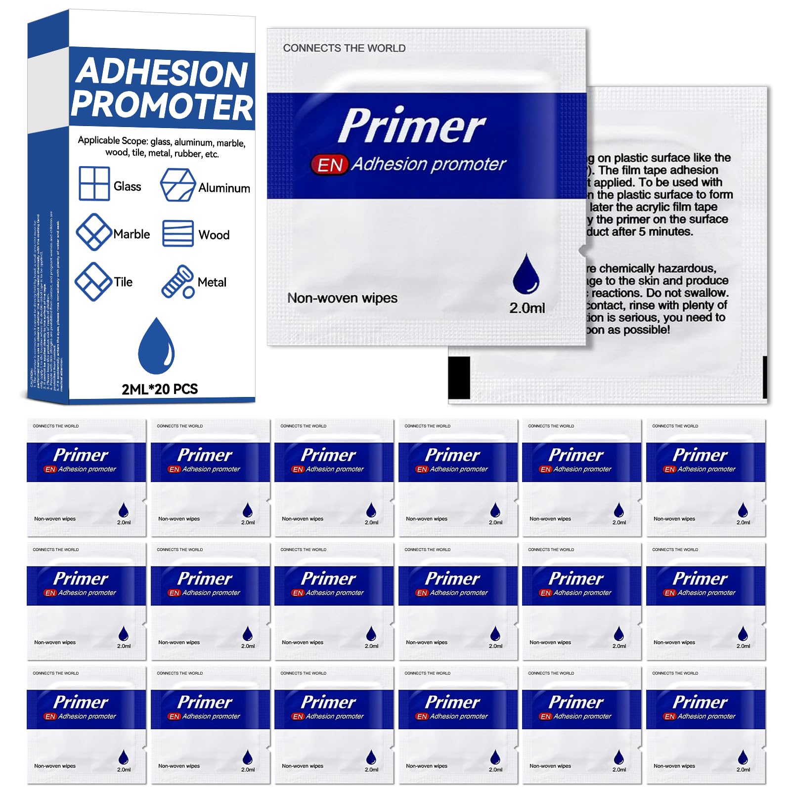 Yeardera Adhesion Promoter 20-pcs pack sachets ready for bonding on plastics.