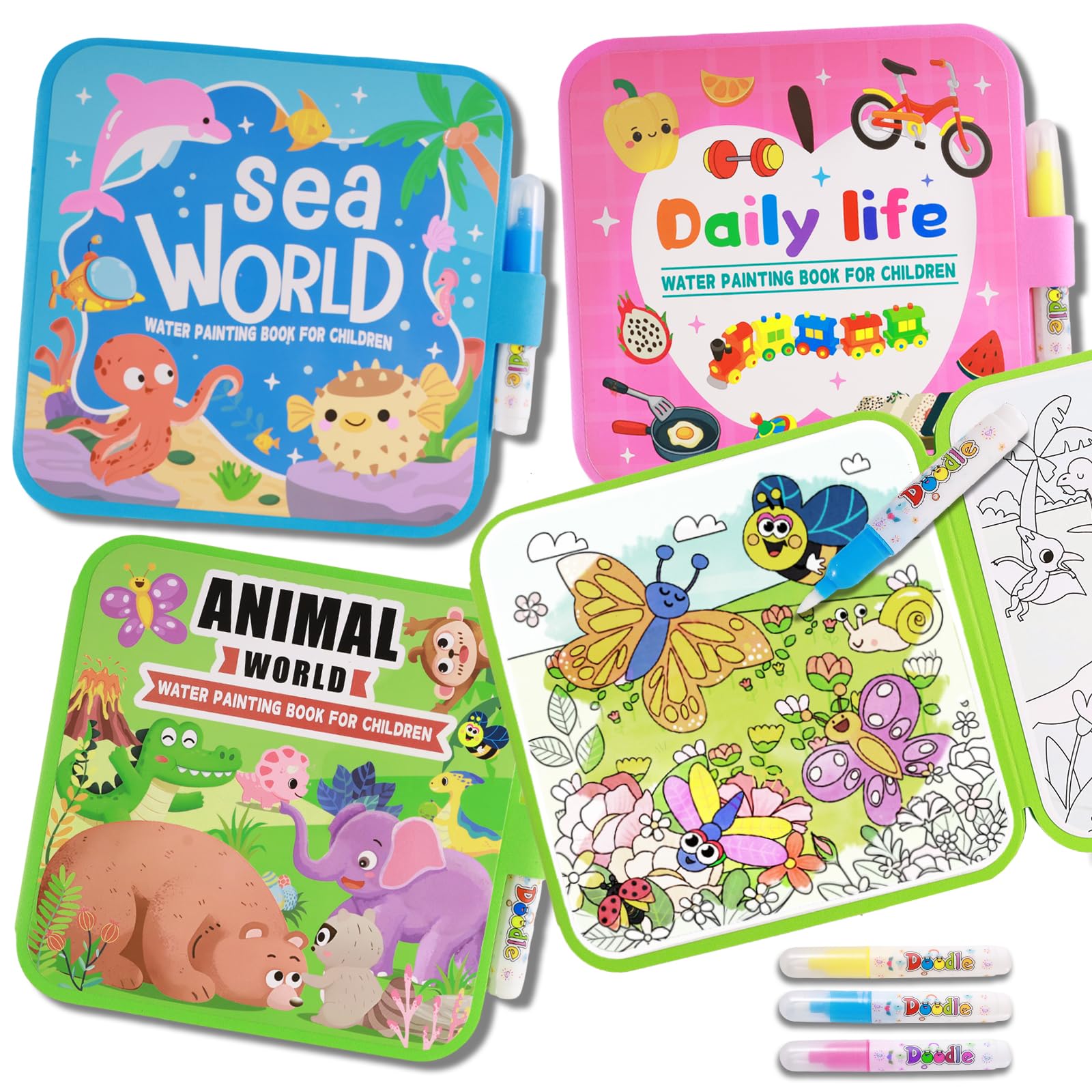 YECHISY reusable water book with Dinosaur World theme reveals colors without mess