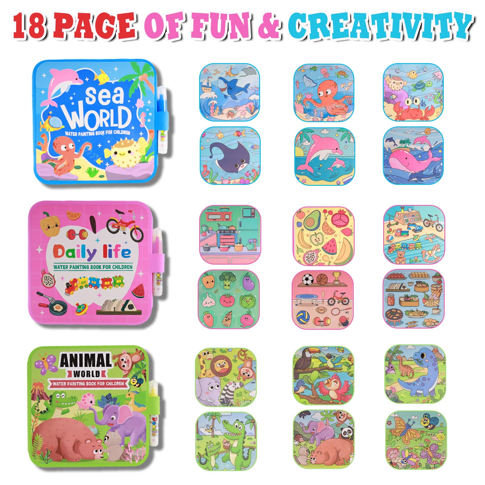 YECHISY Ocean Adventure water book reveals vivid colors in a mess-free way