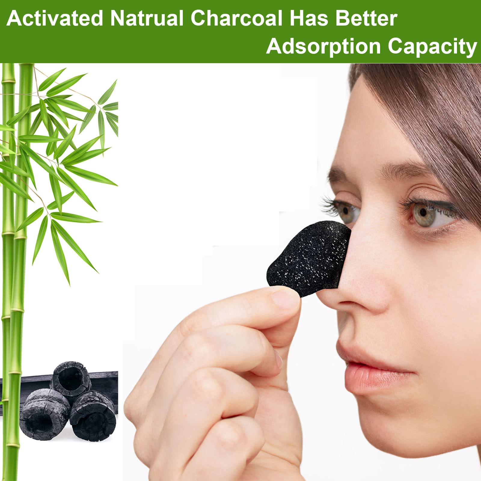 Yecuce Elaimei charcoal nose strip close-up shows deep cleansing action.
